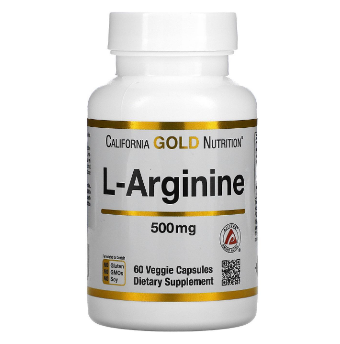 California Gold Nutrition, L-Аргинин, 500 Мг, 60 Растительных Капсул